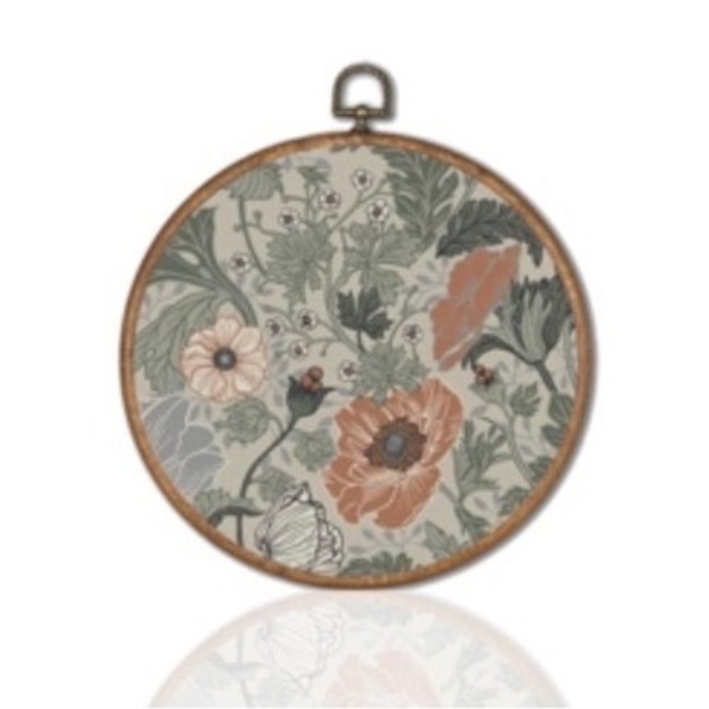 Botanical Floral Wall Decor Art Canvas Round Embroidery Hoop Frame 10 Inch